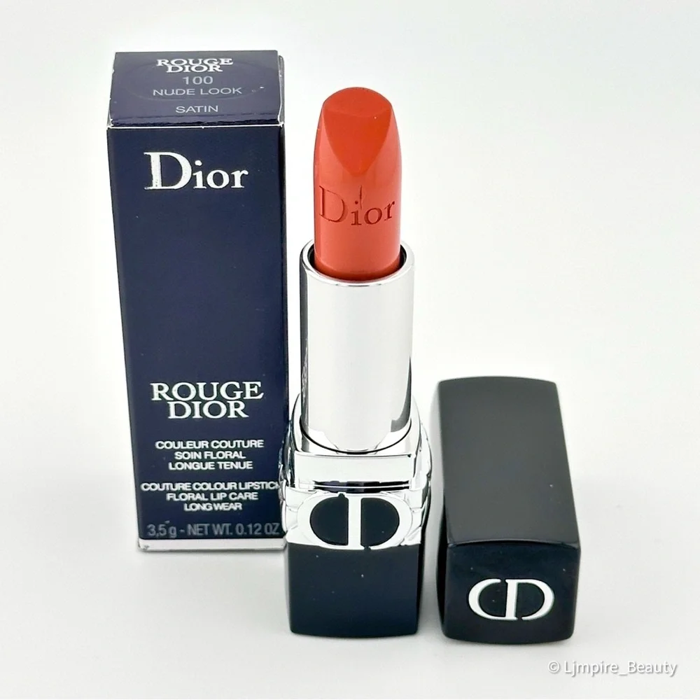 Nude Look 🆕 DIOR Rouge Dior Refillable Lipstick in Color: 100 Satin Finish NIB - Picture 5 of 10